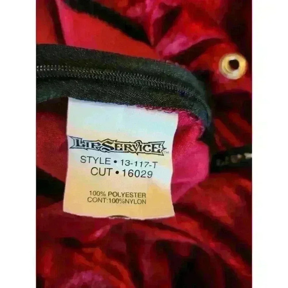 Lip Service VTG Gothic Faux Corset Velvet Cosplay Costume Front Tie Red Size XL - Picture 10 of 11